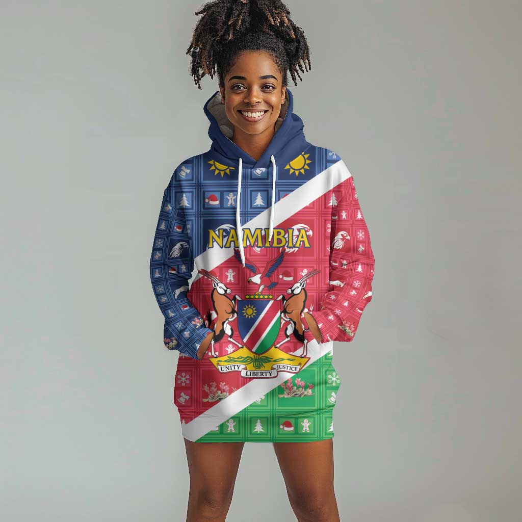 Afro Namibia Hoodie Dress Coat Of Arms Christmas Style