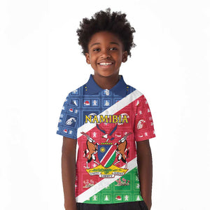 Afro Namibia Kid Polo Shirt Coat Of Arms Christmas Style