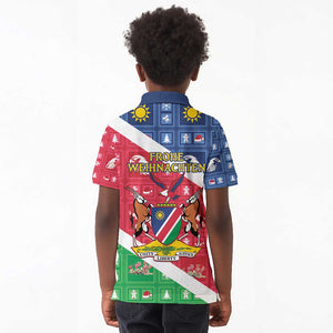 Afro Namibia Kid Polo Shirt Coat Of Arms Christmas Style