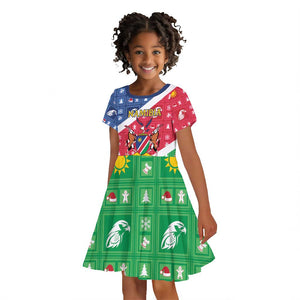 Afro Namibia Kid Short Sleeve Dress Coat Of Arms Christmas Style