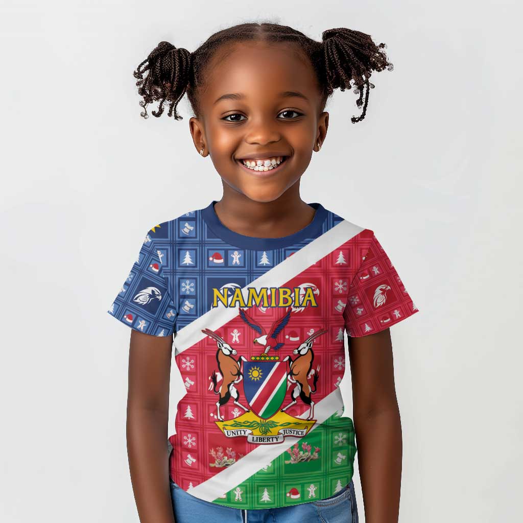 Afro Namibia Kid T shirt Coat Of Arms Christmas Style