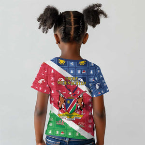 Afro Namibia Kid T shirt Coat Of Arms Christmas Style