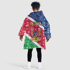 Afro Namibia Kid Wearable Blanket Hoodie Coat Of Arms Christmas Style