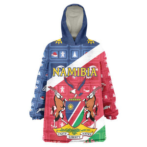 Afro Namibia Kid Wearable Blanket Hoodie Coat Of Arms Christmas Style