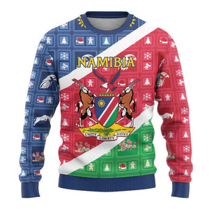 Afro Namibia Ugly Christmas Sweater Coat Of Arms Christmas Style