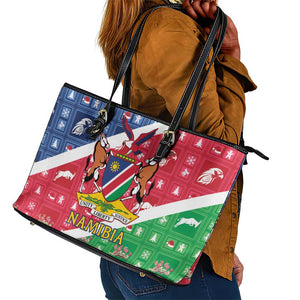 Afro Namibia Leather Tote Bag Coat Of Arms Christmas Style