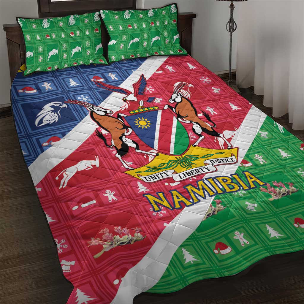 Afro Namibia Quilt Bed Set Coat Of Arms Christmas Style