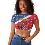 Afro Namibia Raglan Cropped T shirt Coat Of Arms Christmas Style
