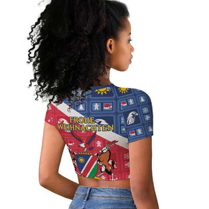 Afro Namibia Raglan Cropped T shirt Coat Of Arms Christmas Style