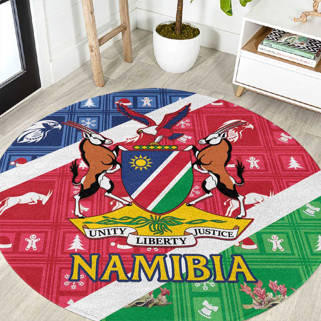 Afro Namibia Round Carpet Coat Of Arms Christmas Style