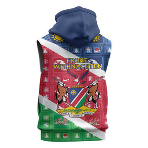 Afro Namibia Sleeveless Zip Hoodie Coat Of Arms Christmas Style - African Pride
