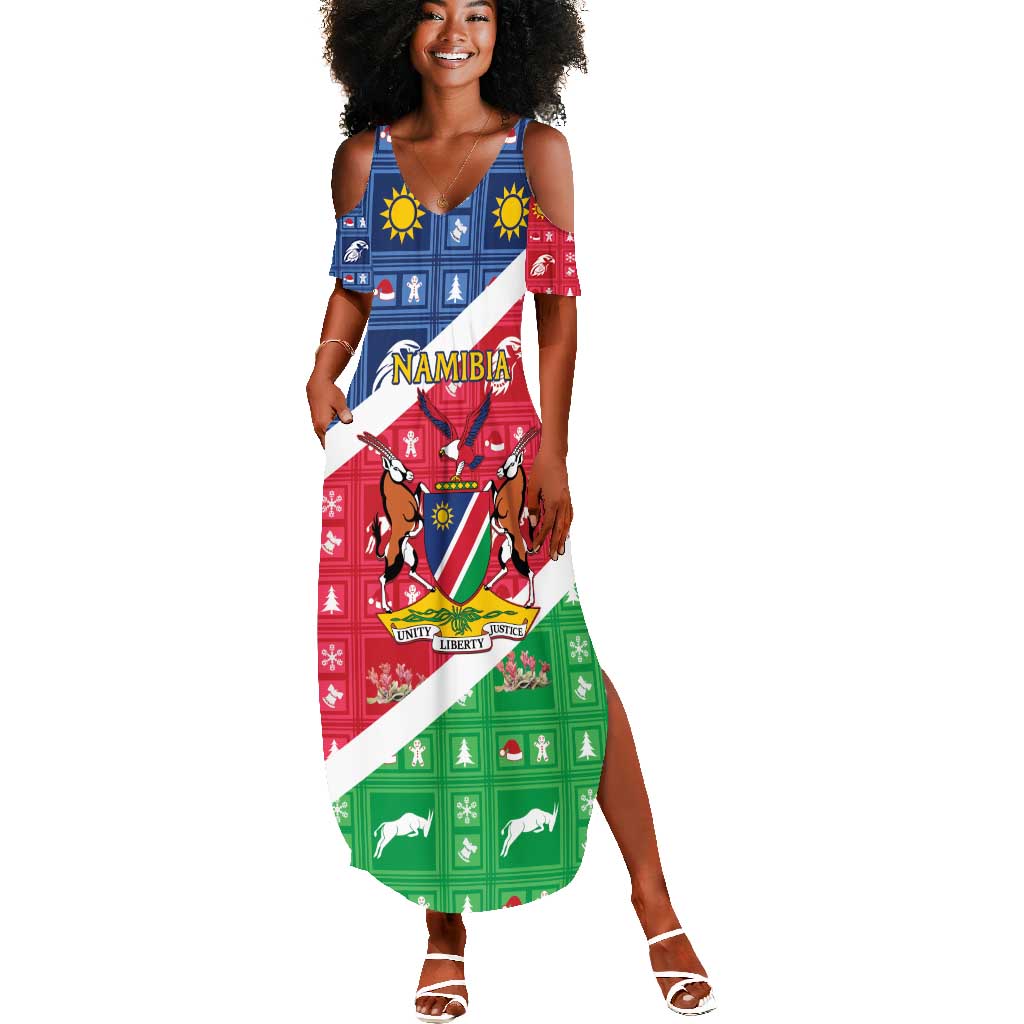 Afro Namibia Summer Maxi Dress Coat Of Arms Christmas Style