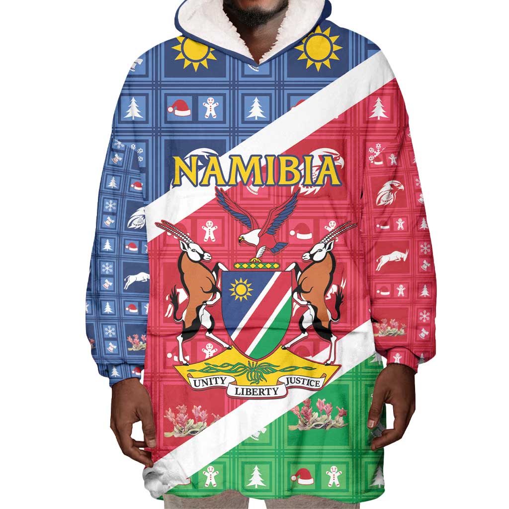 Afro Namibia Wearable Blanket Hoodie Coat Of Arms Christmas Style