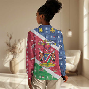 Afro Namibia Women Casual Shirt Coat Of Arms Christmas Style