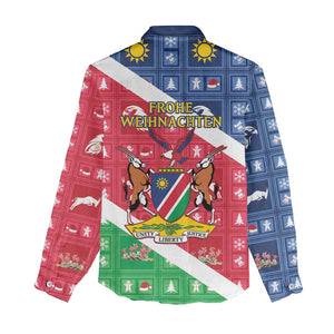 Afro Namibia Women Casual Shirt Coat Of Arms Christmas Style