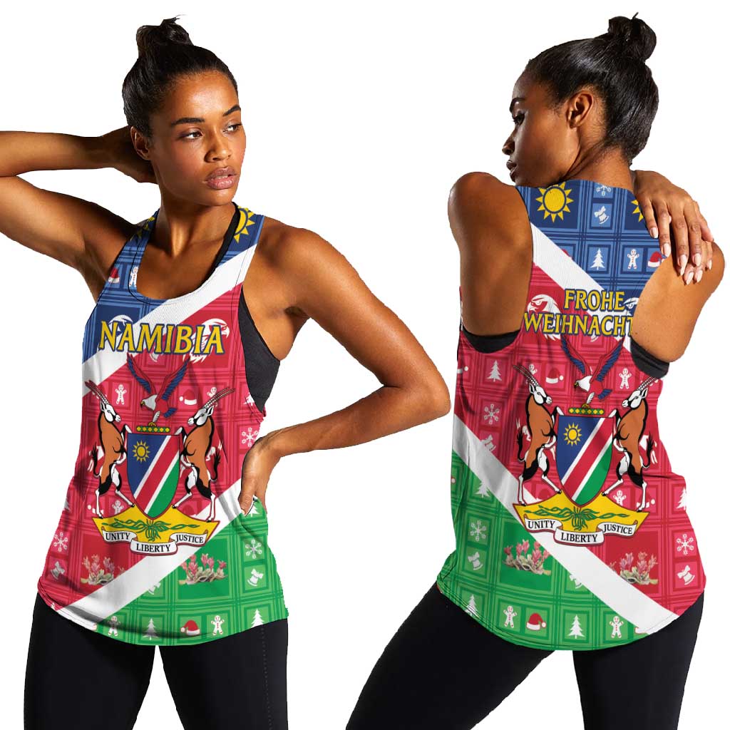 Afro Namibia Women Racerback Tank Coat Of Arms Christmas Style