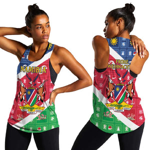 Afro Namibia Women Racerback Tank Coat Of Arms Christmas Style