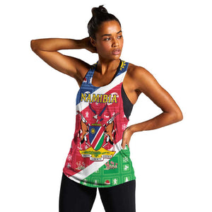 Afro Namibia Women Racerback Tank Coat Of Arms Christmas Style