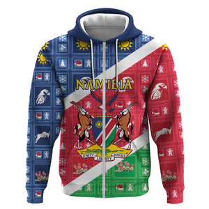 Afro Namibia Zip Hoodie Coat Of Arms Christmas Style