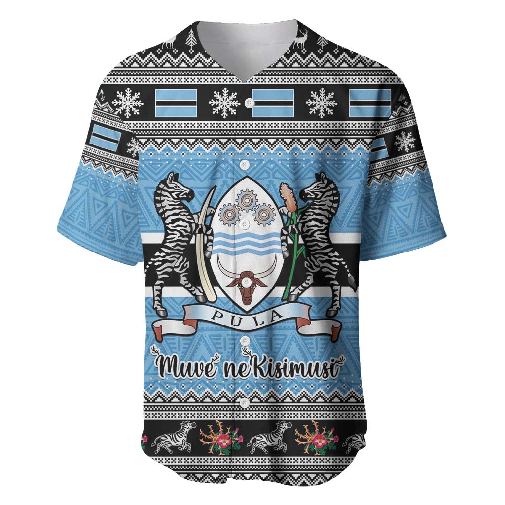 Afro Botswana Christmas Baseball Jersey Coat Of Arms - African Pattern