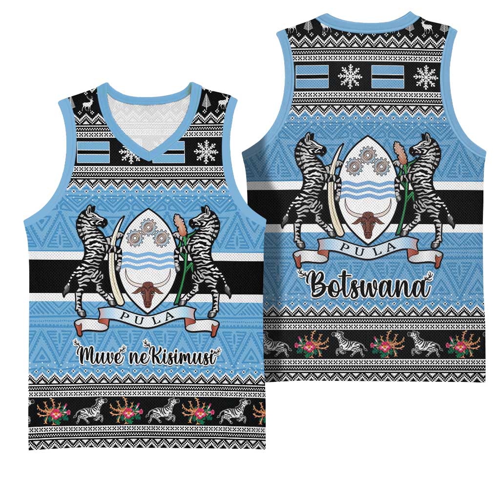 Afro Botswana Christmas Basketball Jersey Coat Of Arms - African Pattern LT15
