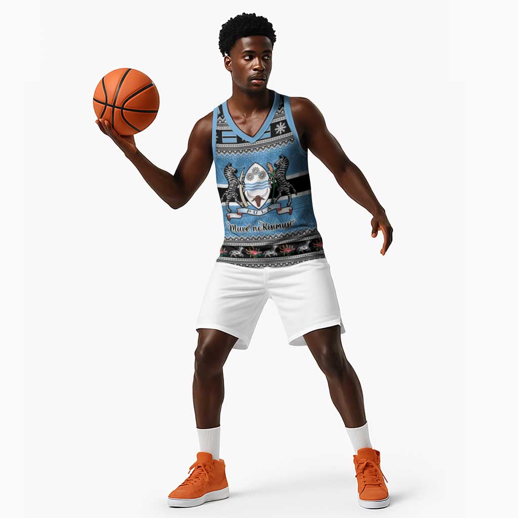 Afro Botswana Christmas Basketball Jersey Coat Of Arms - African Pattern LT15