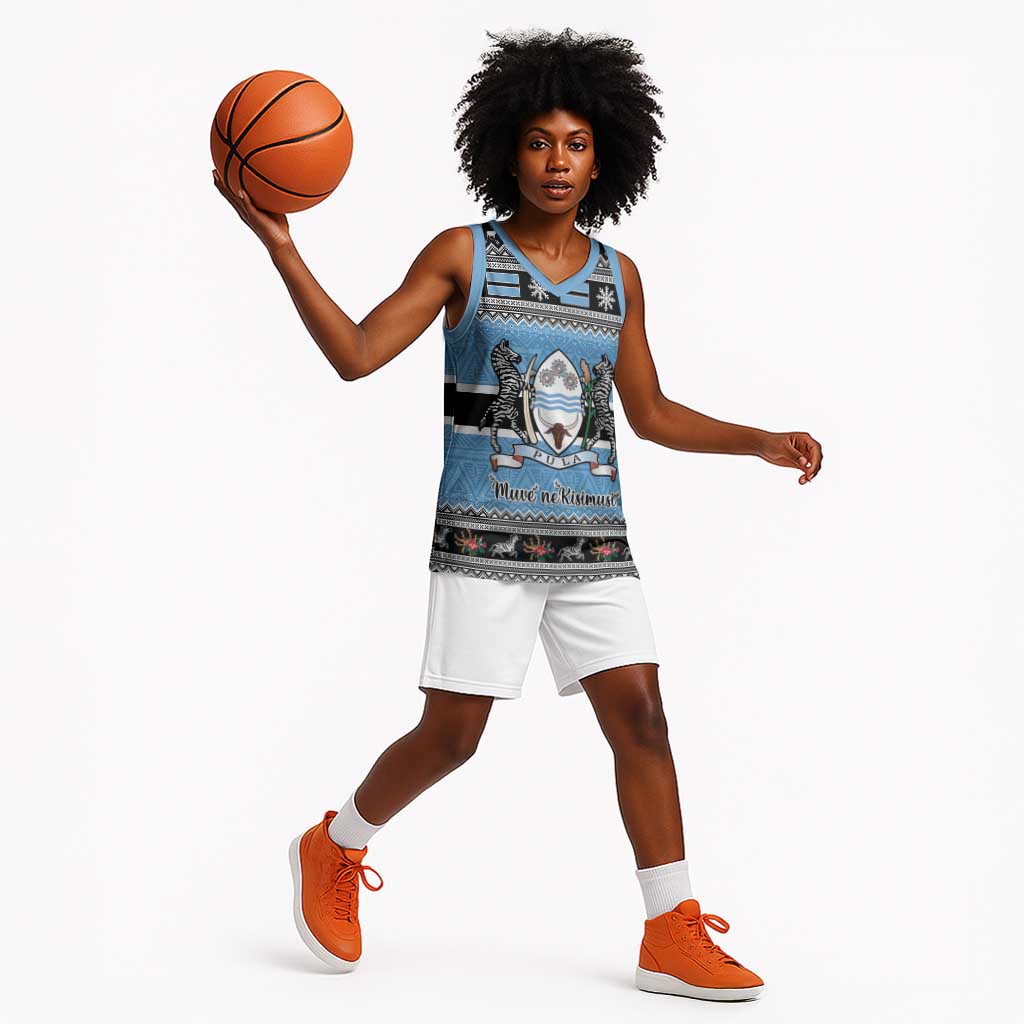 Afro Botswana Christmas Basketball Jersey Coat Of Arms - African Pattern LT15
