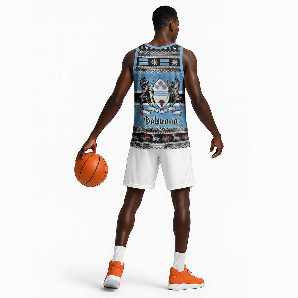 Afro Botswana Christmas Basketball Jersey Coat Of Arms - African Pattern LT15