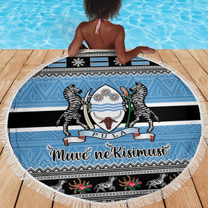 Afro Botswana Christmas Beach Blanket Coat Of Arms - African Pattern