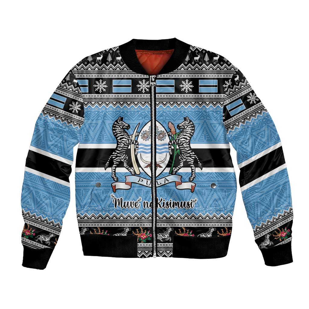 Afro Botswana Christmas Bomber Jacket Coat Of Arms - African Pattern