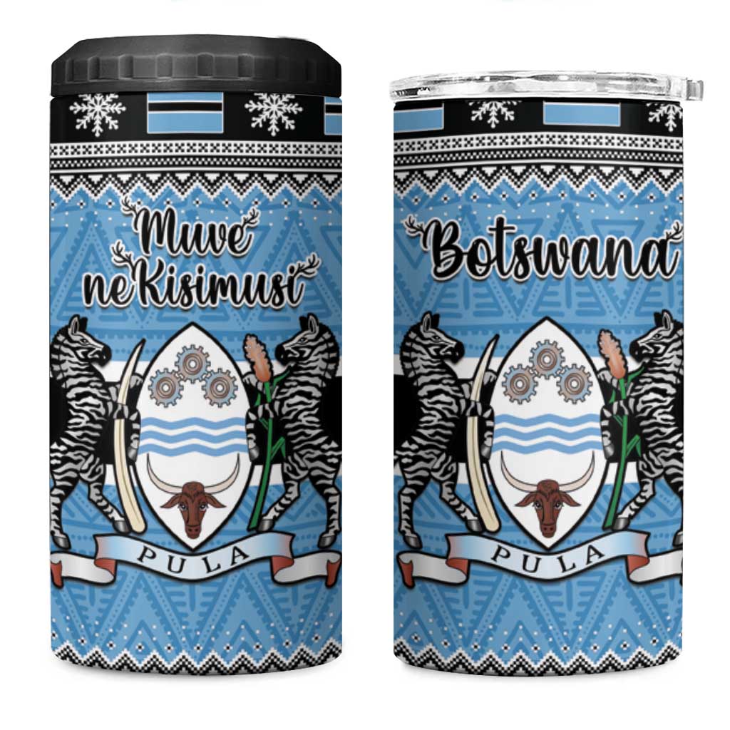 Afro Botswana Christmas 4 in 1 Can Cooler Tumbler Coat Of Arms - African Pattern