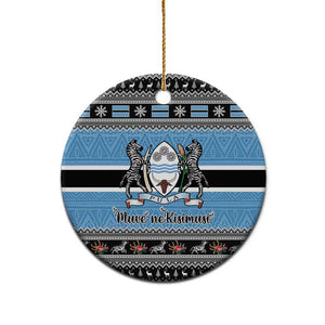 Afro Botswana Christmas Ceramic Ornament Coat Of Arms with African Pattern