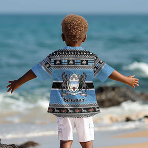 Afro Botswana Christmas Kid Hawaiian Shirt Coat Of Arms - African Pattern