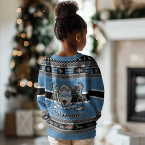 Afro Botswana Christmas Kid Ugly Christmas Sweater Coat Of Arms with African Pattern