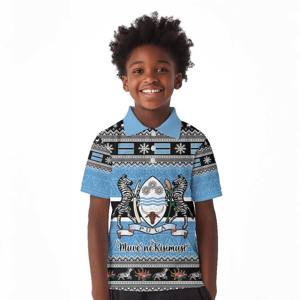 Afro Botswana Christmas Kid Polo Shirt Coat Of Arms - African Pattern