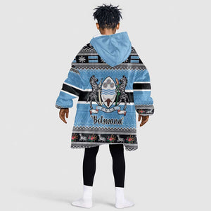 Afro Botswana Christmas Kid Wearable Blanket Hoodie Coat Of Arms - African Pattern