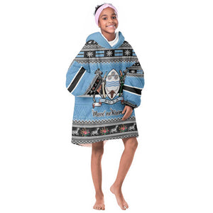 Afro Botswana Christmas Kid Wearable Blanket Hoodie Coat Of Arms - African Pattern