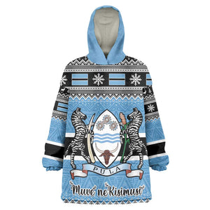 Afro Botswana Christmas Kid Wearable Blanket Hoodie Coat Of Arms - African Pattern