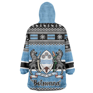 Afro Botswana Christmas Kid Wearable Blanket Hoodie Coat Of Arms - African Pattern