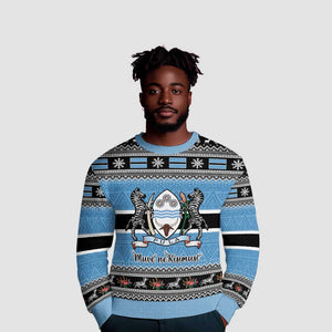 Afro Botswana Christmas Ugly Christmas Sweater Coat Of Arms with African Pattern