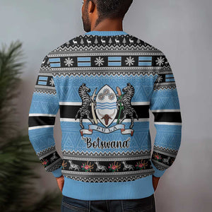 Afro Botswana Christmas Ugly Christmas Sweater Coat Of Arms with African Pattern