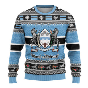 Afro Botswana Christmas Ugly Christmas Sweater Coat Of Arms with African Pattern