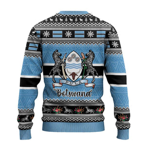 Afro Botswana Christmas Ugly Christmas Sweater Coat Of Arms with African Pattern