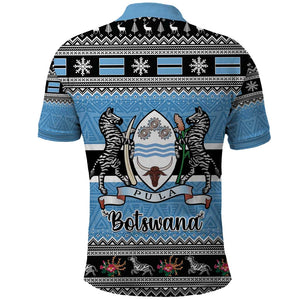 Afro Botswana Christmas Polo Shirt Coat Of Arms - African Pattern