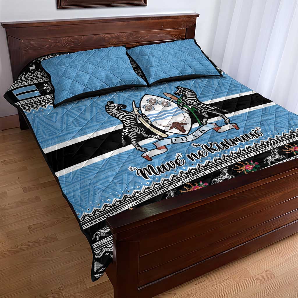 Afro Botswana Christmas Quilt Bed Set Coat Of Arms - African Pattern
