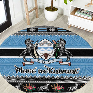 Afro Botswana Christmas Round Carpet Coat Of Arms - African Pattern