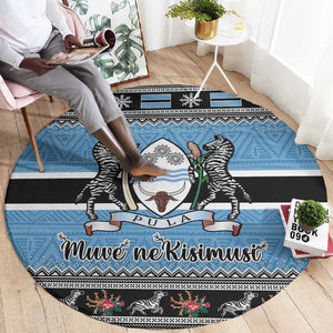 Afro Botswana Christmas Round Carpet Coat Of Arms - African Pattern