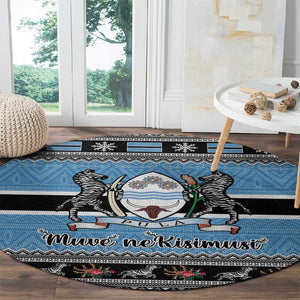 Afro Botswana Christmas Round Carpet Coat Of Arms - African Pattern