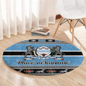 Afro Botswana Christmas Round Carpet Coat Of Arms - African Pattern