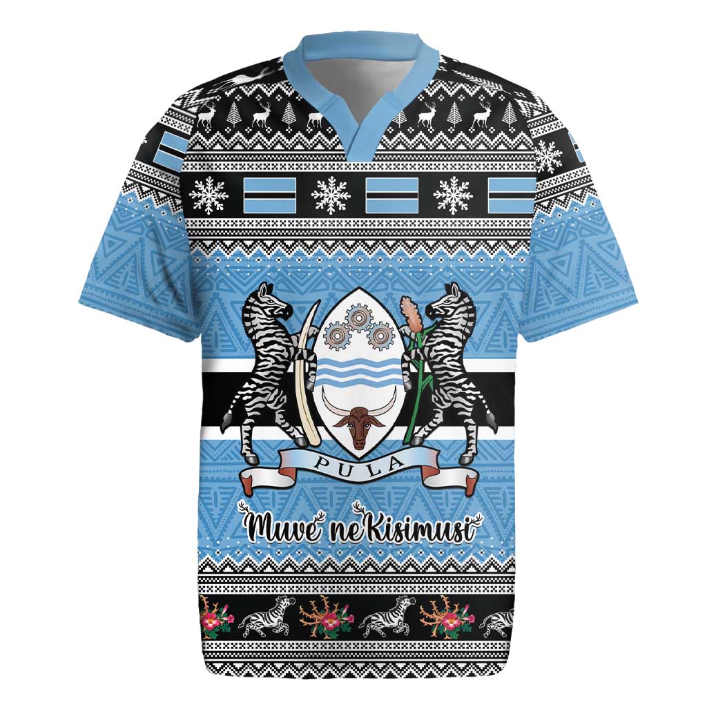 Afro Botswana Christmas Rugby Jersey Coat Of Arms - African Pattern